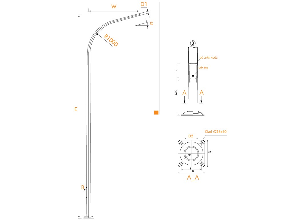 Một vài thông số kỹ thuật bạn cần quan tâm khi lắp đặt cột đèn pha cho sân vườn
